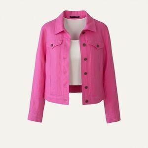 Vintage First in Fashion - Y2K 90’s Barbie‎ Style Hot Pink Linen Jacket size M